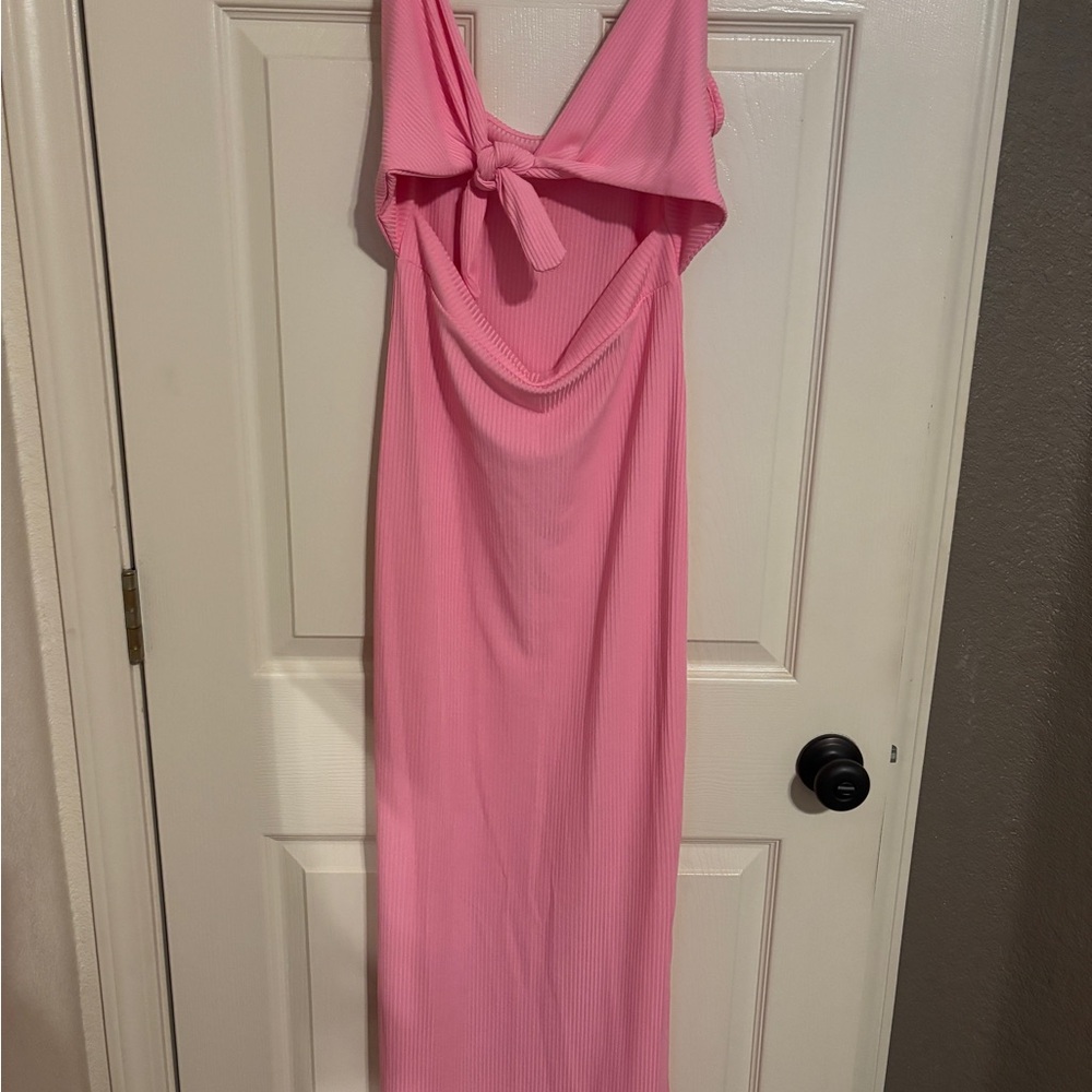 Pink Knot-Front Women's Maxi Dress